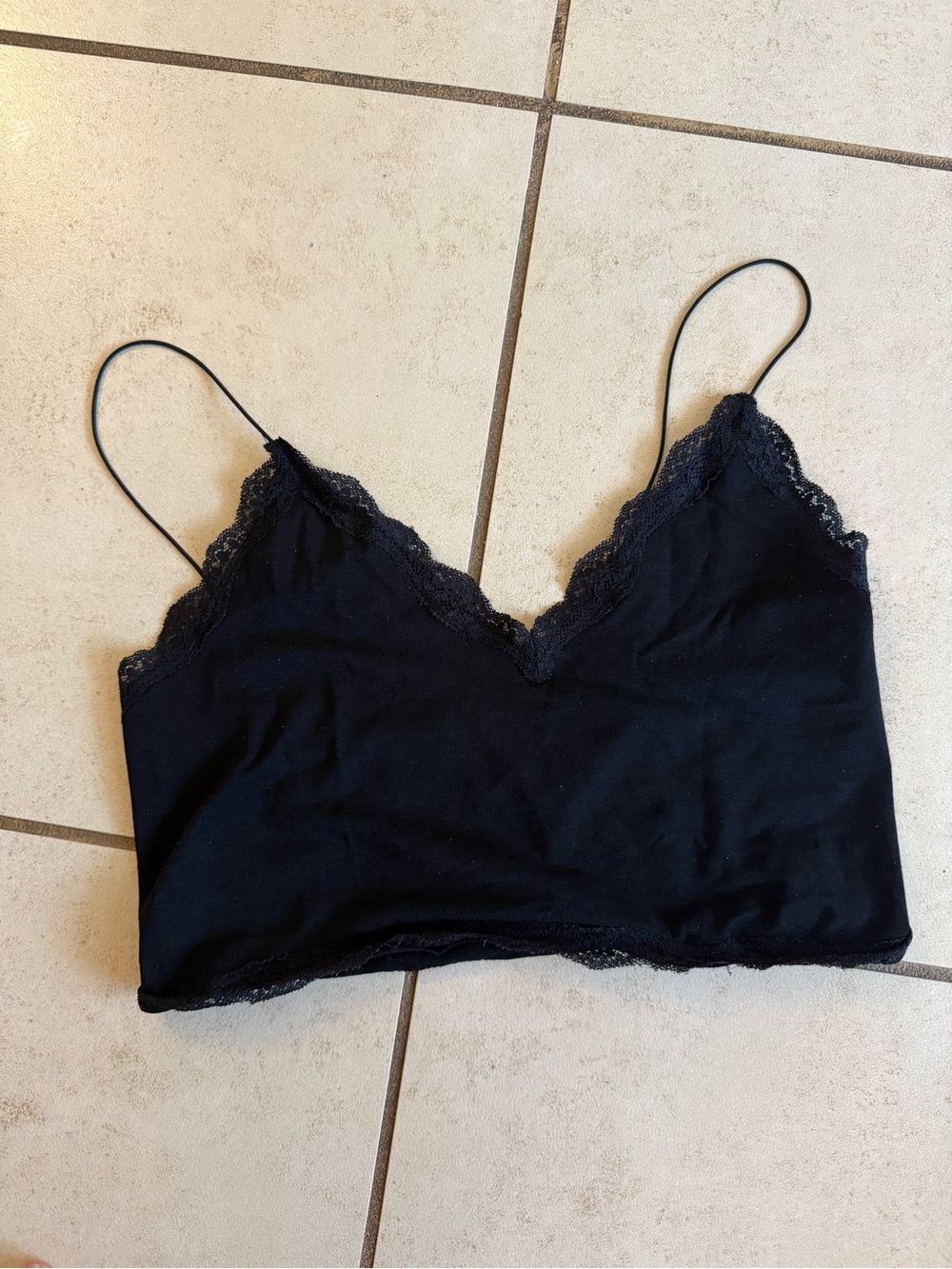 Black Lace-Trim Cami Bralette